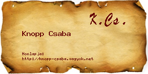 Knopp Csaba névjegykártya