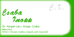 csaba knopp business card